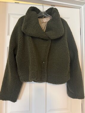 We The Free Olive Green Teddy Sherpa Jacket